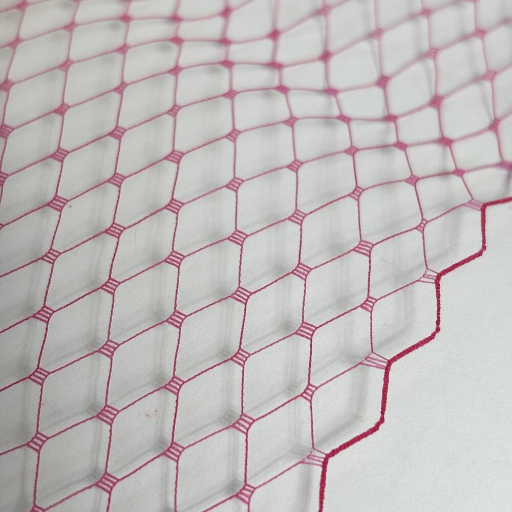 Bright Pink Birdcage Veil Millinery Netting Fabric 4 yards NOS